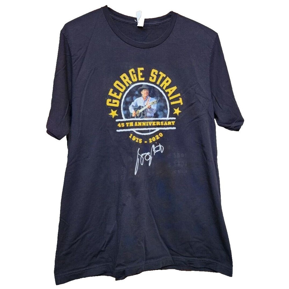 George Strait 45th Anniversary Black T-Shirt 2-Sided Size XL Country Band Music